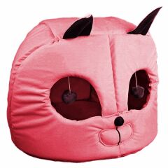 Markapet Kedi Kafası Şekilli Kedi Yatağı 45 cm Koyu Pembe