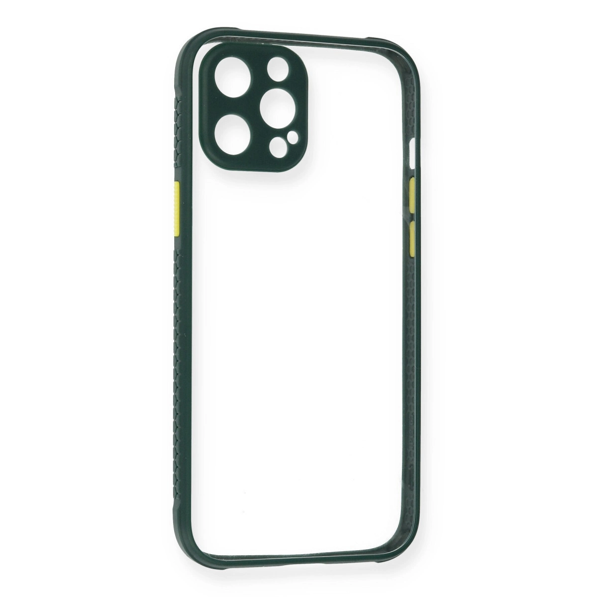 İphone 12 Pro Max Kılıf Miami Şeffaf Silikon - Koyu Yeşil