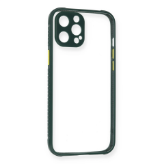 İphone 12 Pro Max Kılıf Miami Şeffaf Silikon - Koyu Yeşil