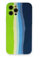 Newface İphone 12 Pro Max Kılıf Ebruli Lansman Silikon - Yeşil-koyu Yeşil