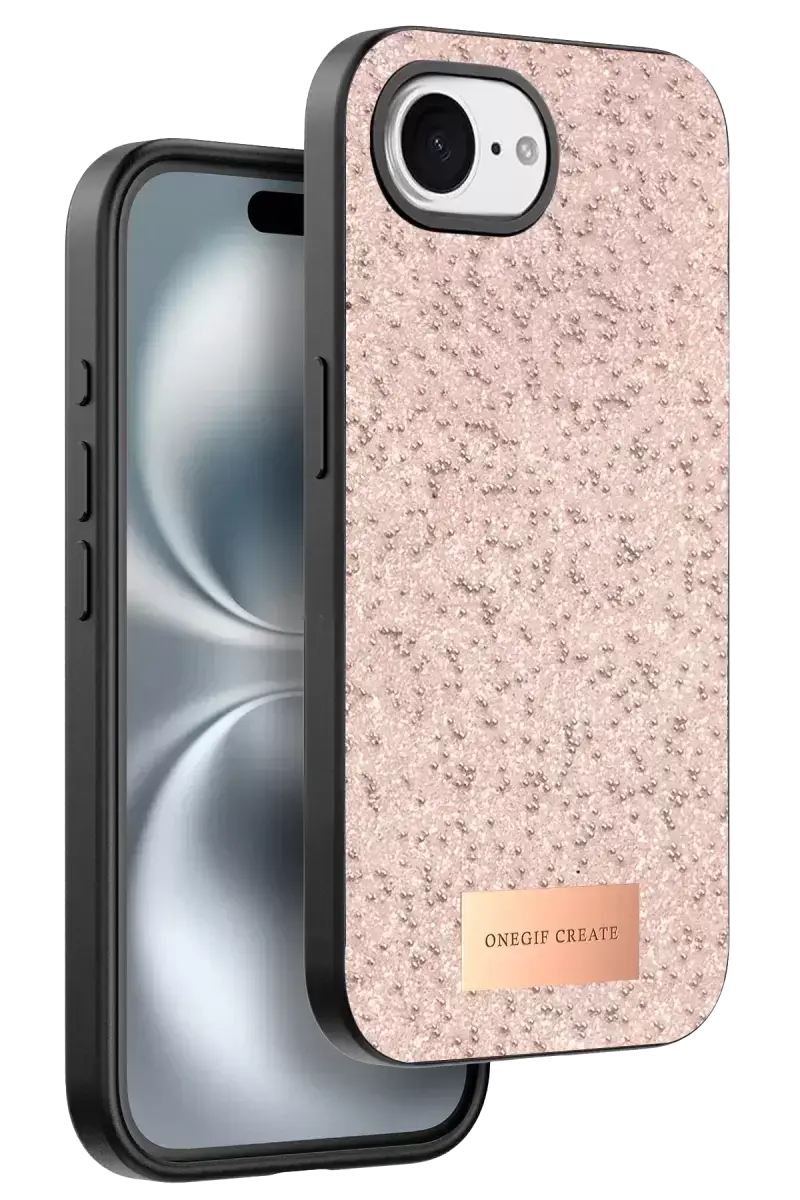Onegif Apple İphone 16e Bright Simli Kapak - Pembe