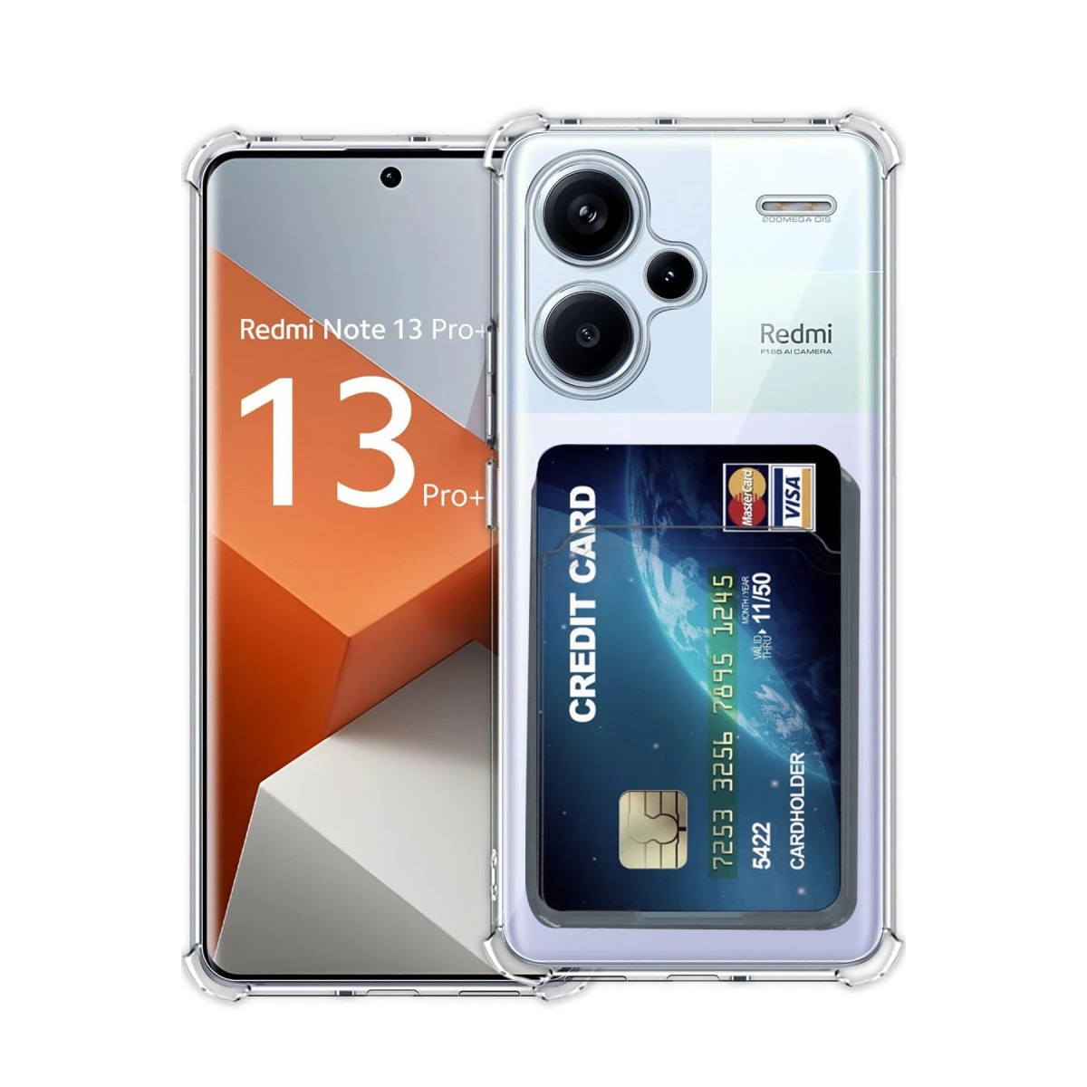 Xiaomi Redmi Note 13 Pro Plus Kılıf Kart Şeffaf Silikon - Şeffaf