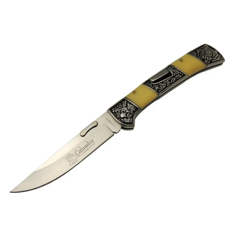 Columbia A 3159 C Kamp Çakı 24 Cm - İşlemeli Sedef Saplı, Kemerlikli
