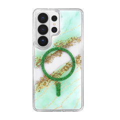 Onegif Samsung Galaxy S26 Ultra Lotus Simli Magsafe Kapak - Yeşil