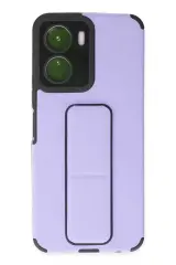 Newface Vivo Y16 Kılıf Mega Standlı Silikon - Lila