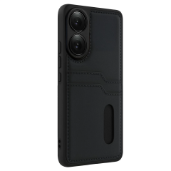 Oppo A38 Sara Kartvizitli Deri Kılıf - Siyah