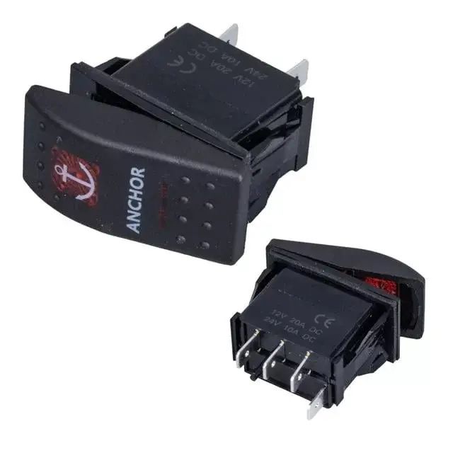 Powermaster ﻿çapa Irgatı Sembollü Yaylı Işıksız 3 Pinli On-off 12-24v Marin Switch