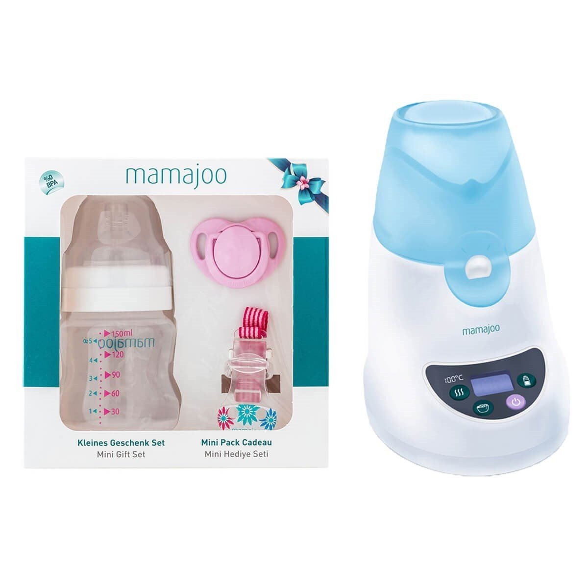 Mamajoo 3 İşlevli Mama Isıtıcısı & Buhar Sterilizatörü + Mini Hediye Seti 150 ml / Pembe