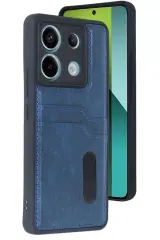 Newface Xiaomi Redmi Note 13 Pro 4g Kılıf Sara Kartvizitli Deri Kılıf - Lacivert