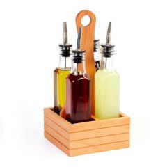Ahşap Standlı Kare Yağlık Takımı, 4'lü, 250 cc
