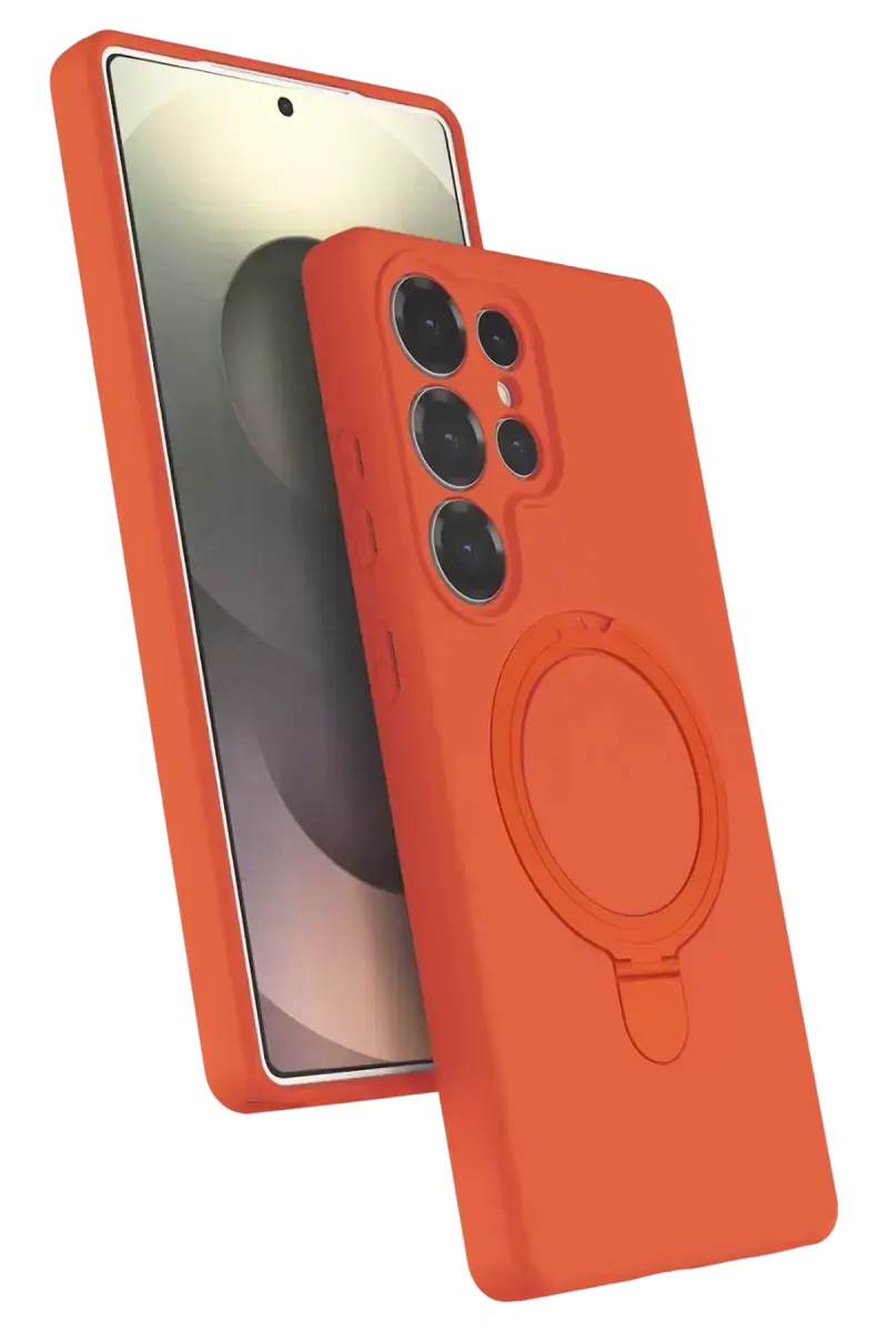 Newface Samsung Galaxy S25 Ultra Regal Magsafe Standlı Kapak - Turuncu