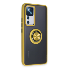 Xiaomi Mi 12t Pro Kılıf Montreal Yüzüklü Silikon Kapak - Sarı