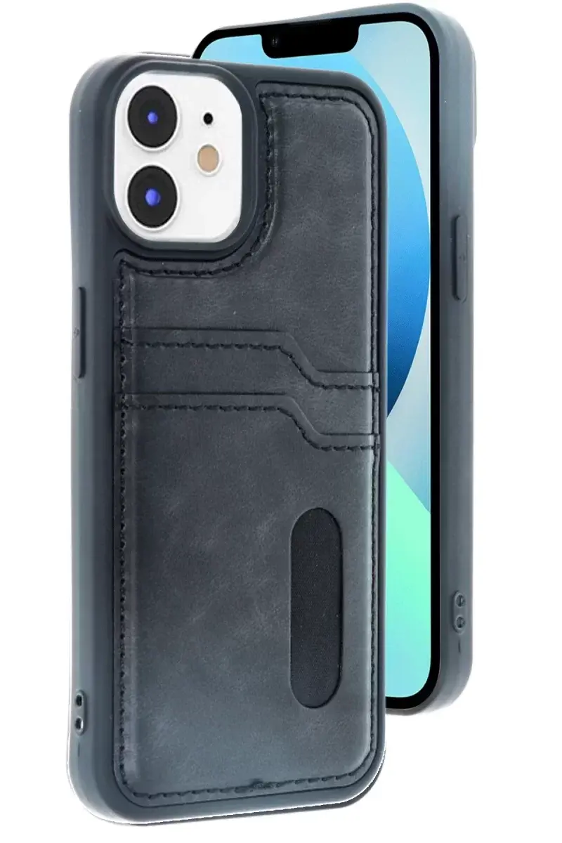 Newface İphone 11 Kılıf Sara Kartvizitli Deri Kılıf - Siyah