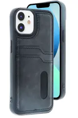 Newface İphone 11 Kılıf Sara Kartvizitli Deri Kılıf - Siyah