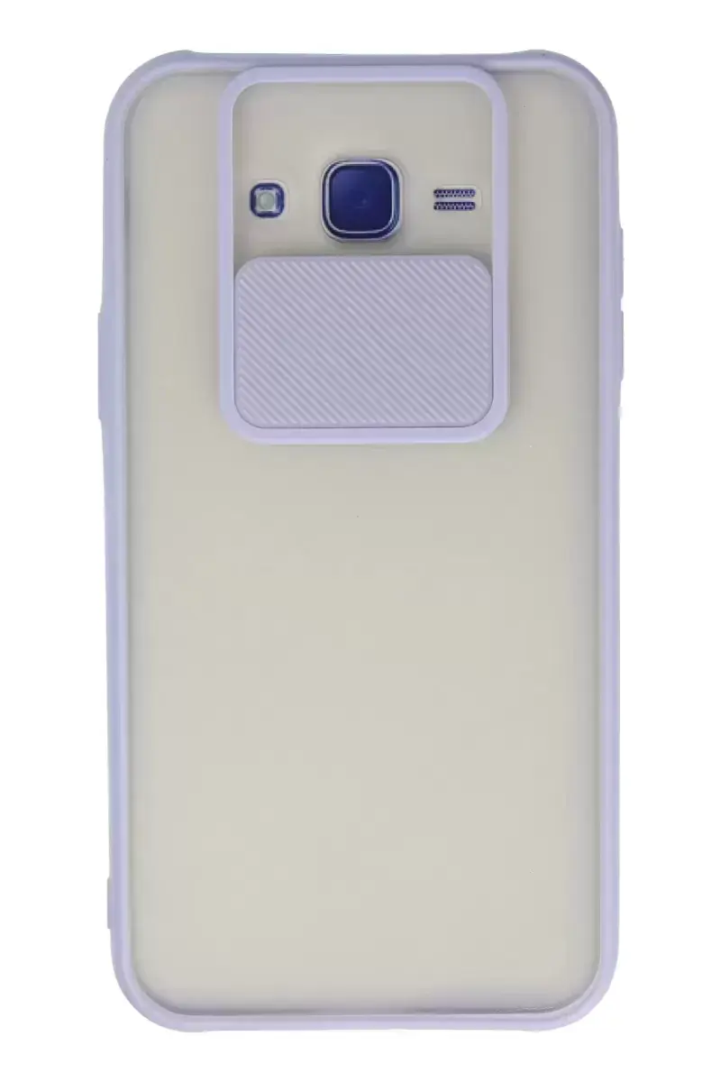 Newface Samsung Galaxy J7 Kılıf Palm Buzlu Kamera Sürgülü Silikon - Lila