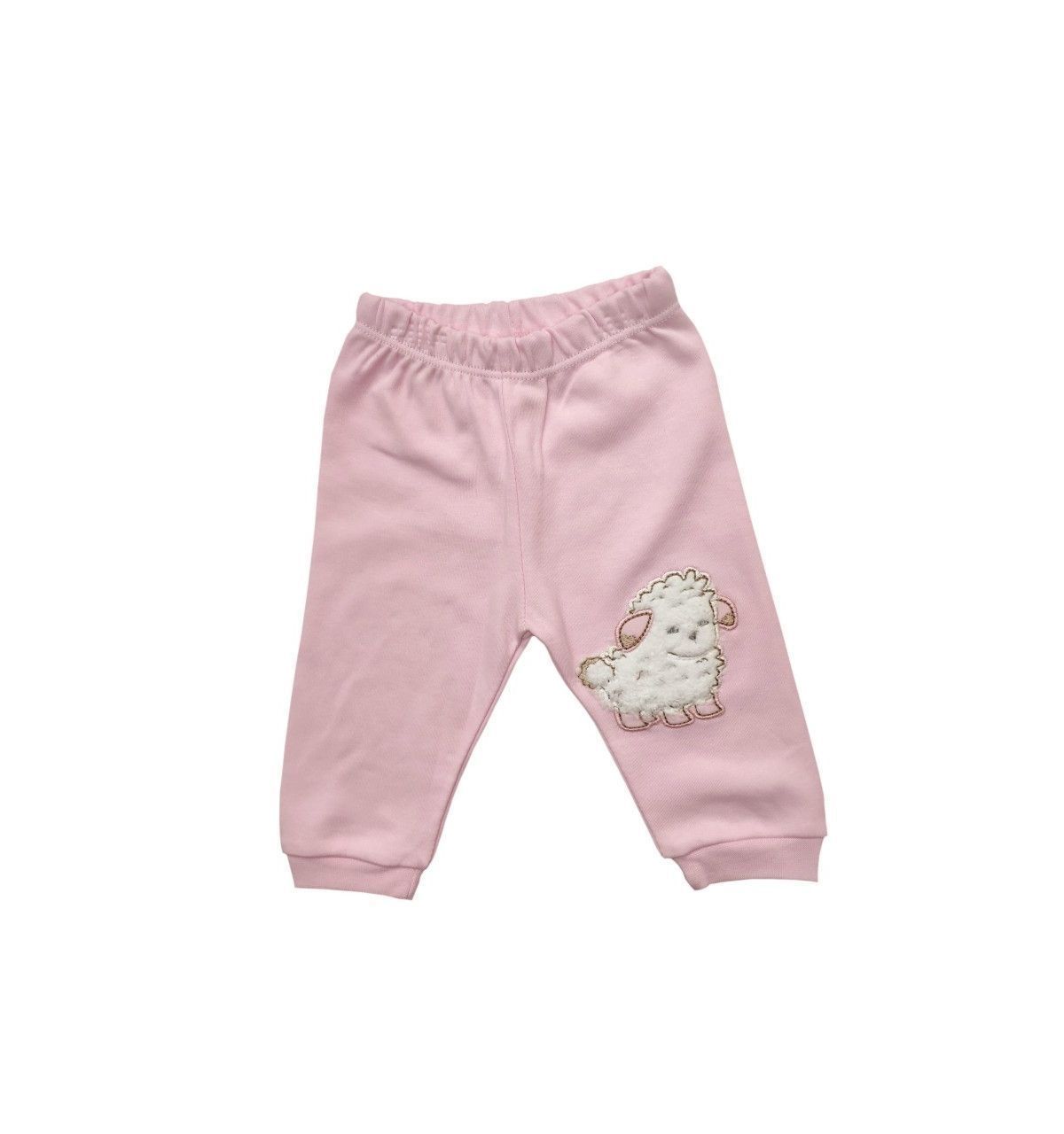 AyBaby AY422 Kuzu Baskılı Bebek Tek Alt 2Li (0-3 Ay) - Pembe Sarı
