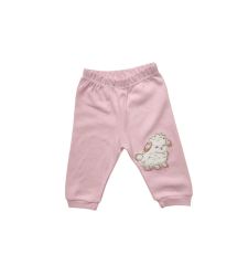 AyBaby AY422 Kuzu Baskılı Bebek Tek Alt 2Li (0-3 Ay) - Pembe Sarı