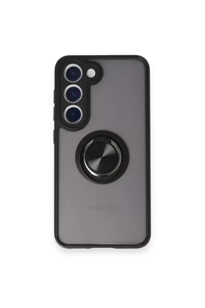 Newface Samsung Galaxy S24 Fe Kılıf Montreal Yüzüklü Silikon Kapak - Siyah