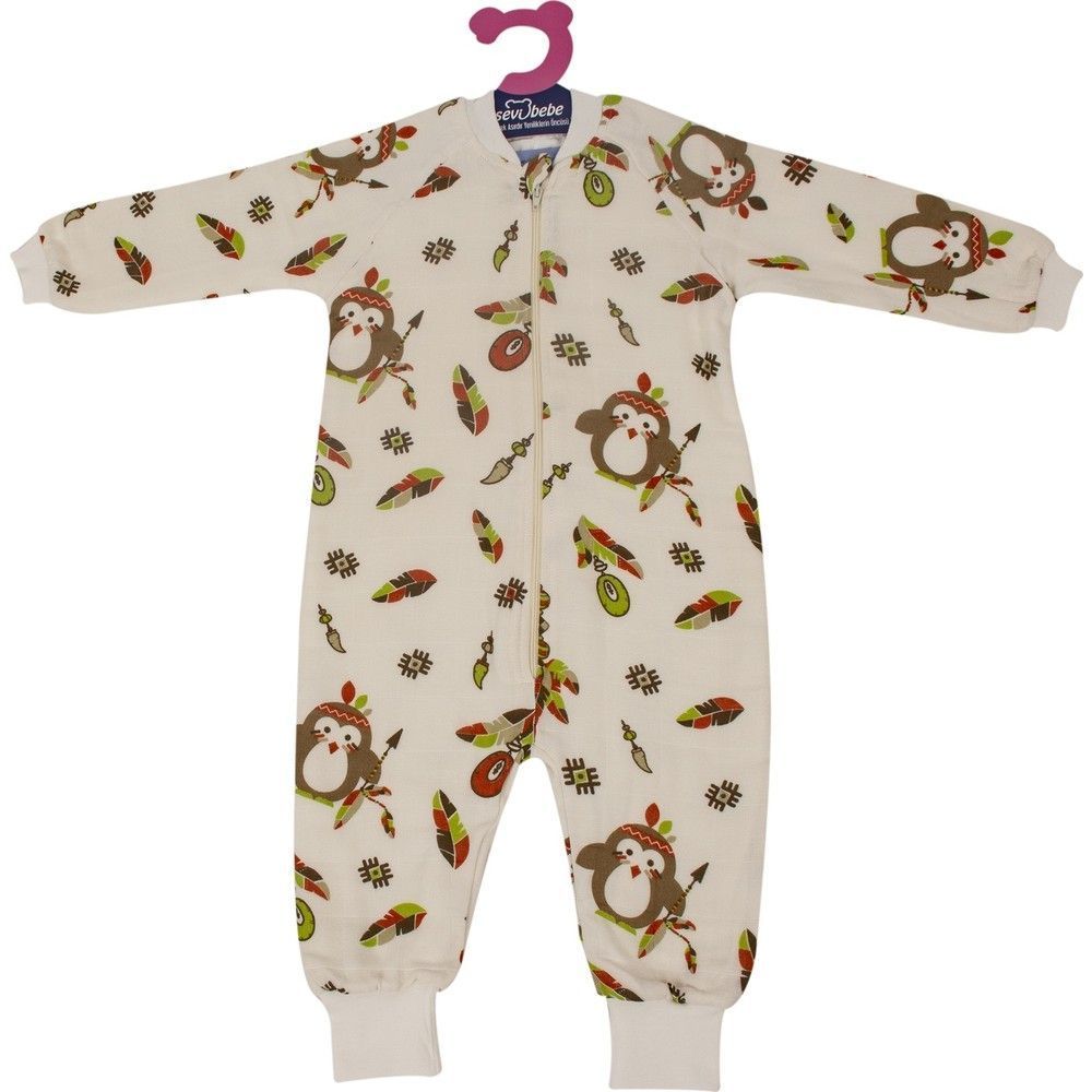 Sevi Bebe Organik Müslin Uyku Tulumu 1 Yaş Kızılderili Desen