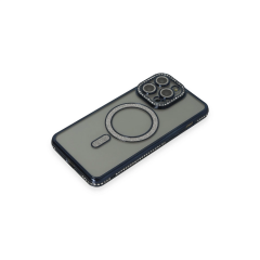 İphone 14 Pro Kılıf Joke Simli Magneticsafe Kılıf - Lacivert