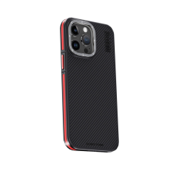 Joko  İphone 15 Pro Kılıf Aramid 600d Kevlar Karbon Fiber Magsafe Kapak - Kırmızı