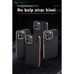 Joko  İphone 15 Pro Kılıf Aramid 600d Kevlar Karbon Fiber Magsafe Kapak - Kırmızı