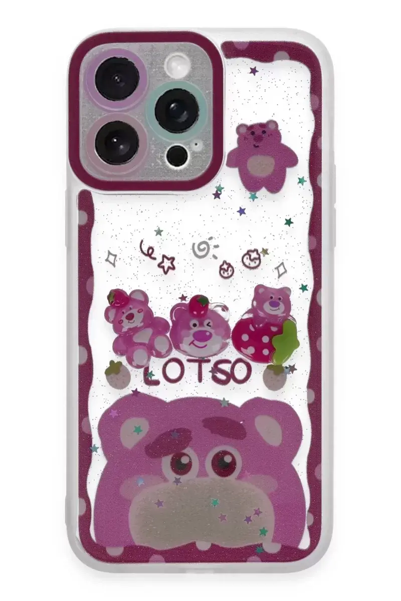 Newface İphone 14 Pro Max Kılıf Sweet Desenli Silikon Kapak - Pembe