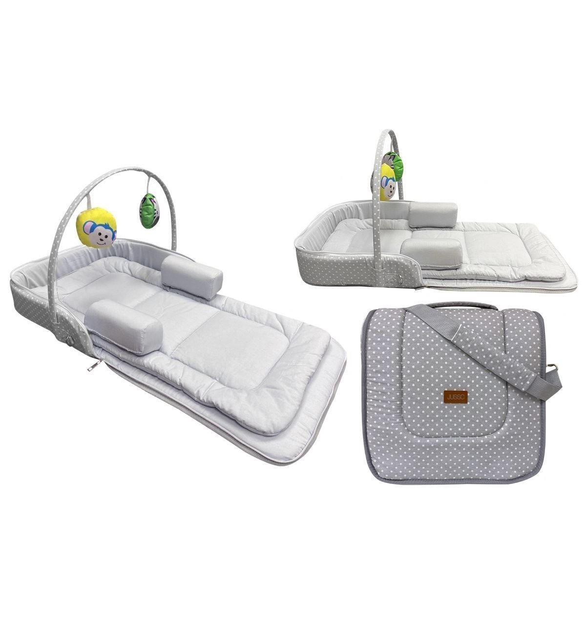 Jusso Çok Amaçlı Portatif Bebek Yatağı 75x40 Cm - Gri