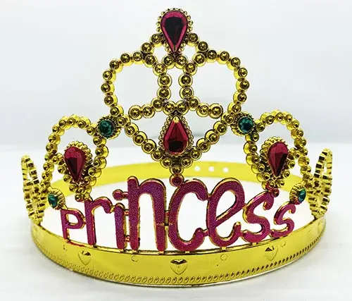 Prenses Yazılı Altın Renk Ayarlanabilir Parti Tacı