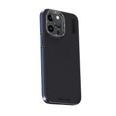 Joko  İphone 15 Pro Max Kılıf Aramid 600d Kevlar Karbon Fiber Magsafe Kapak - Lacivert