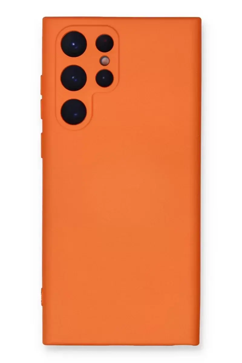 Newface Samsung Galaxy S24 Ultra Kılıf Nano İçi Kadife Silikon - Turuncu
