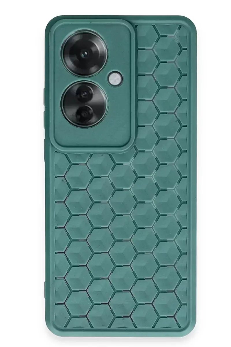Newface Oppo Reno 11f Kılıf Petek Silikon Kapak - Koyu Yeşil