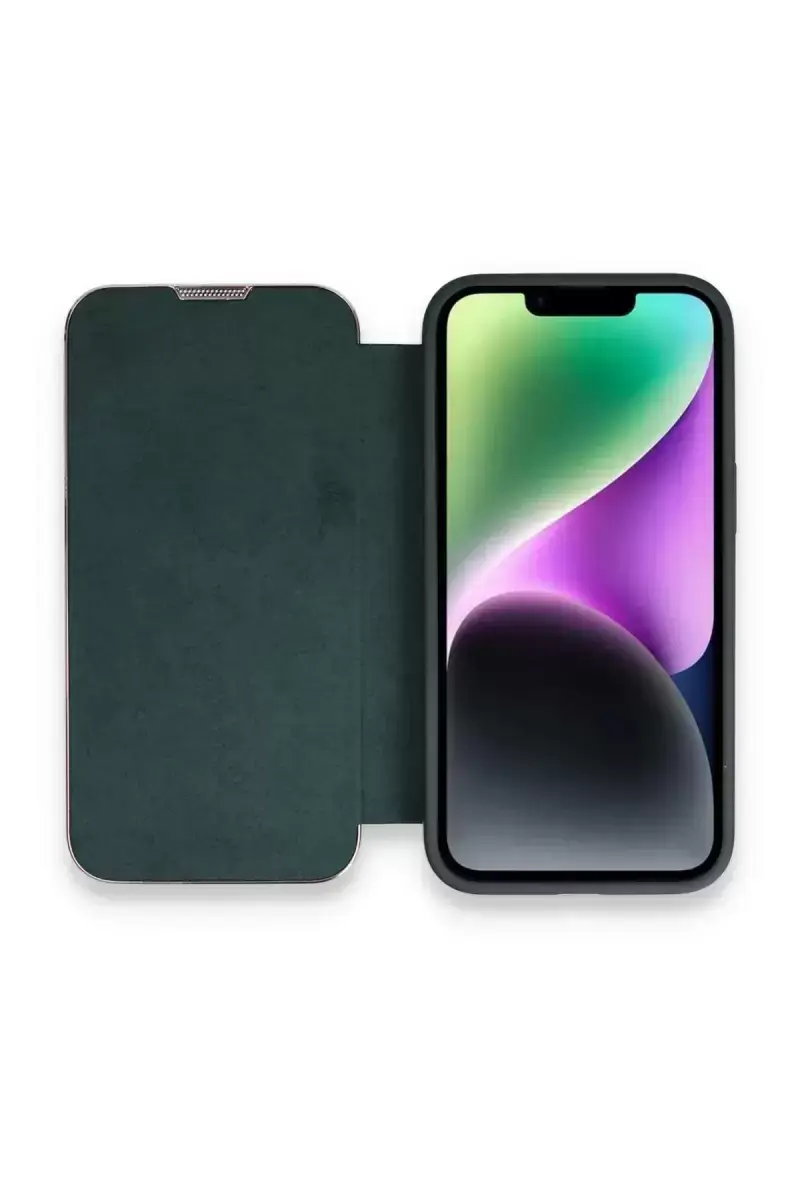 Newface İphone 13 Pro Max Kılıf Dolpin Kapaklı - Koyu Yeşil