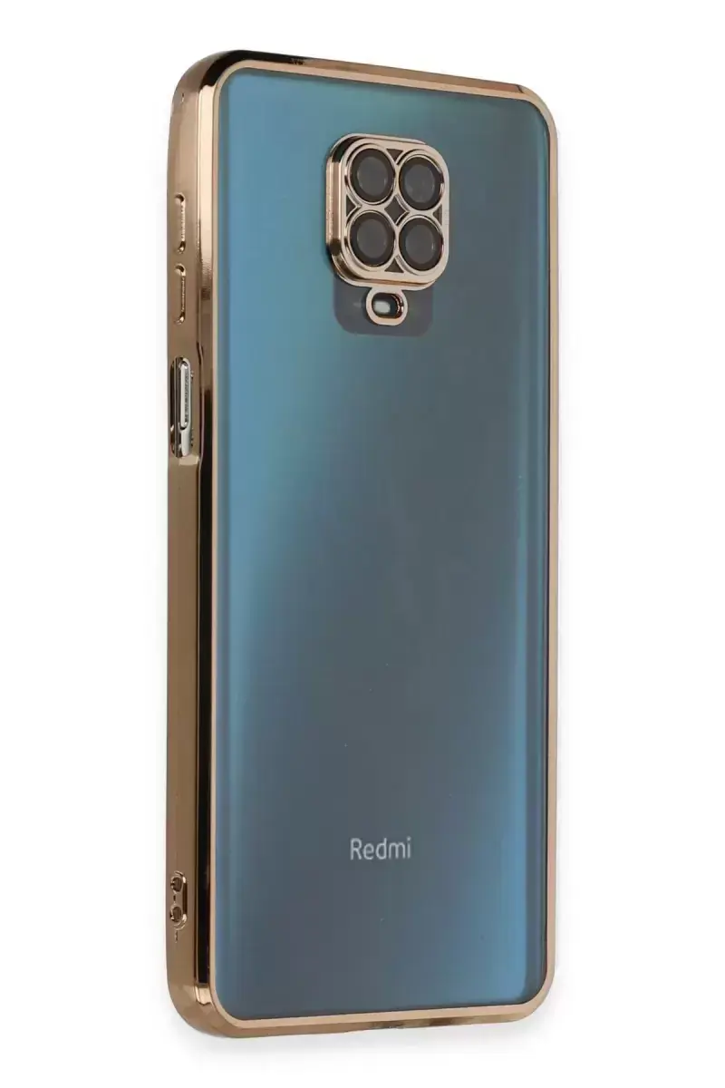 Newface Xiaomi Redmi Note 9 Pro Kılıf Razer Lensli Silikon - Gold
