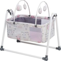 Jusso Cute Sheep Sallanır Bebek Beşiği + Cibinlik Tülü Hediyeli - Pembe