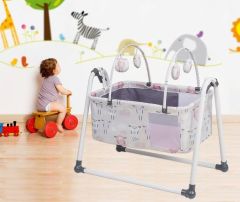 Jusso Cute Sheep Sallanır Bebek Beşiği + Cibinlik Tülü Hediyeli - Pembe