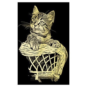 Altın Gravür Kazıma Seti - Kedi - 180x110mm