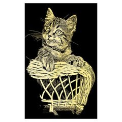 Altın Gravür Kazıma Seti - Kedi - 180x110mm