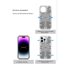 İphone 14 Pro Max Kılıf Mekanik Bumper Kapak - Gümüş