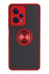 Newface Xiaomi Redmi Note 12 Pro 5g Kılıf Montreal Yüzüklü Silikon Kapak - Kırmızı