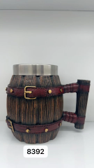 Büyük Boy Kemerli Fıçı Şeklinde Çelik Kupa Kod 8392