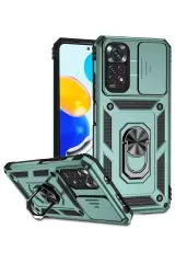 Newface Xiaomi Redmi Note 11 Pro Kılıf Pars Lens Yüzüklü Silikon - Yeşil