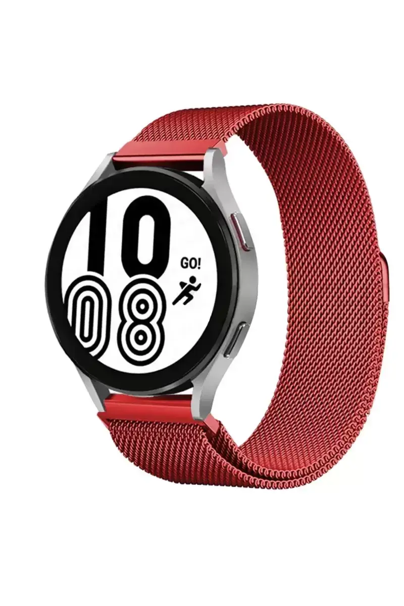 Newface Samsung Galaxy Watch 4 Metal Mıknatıslı Kordon - Kırmızı