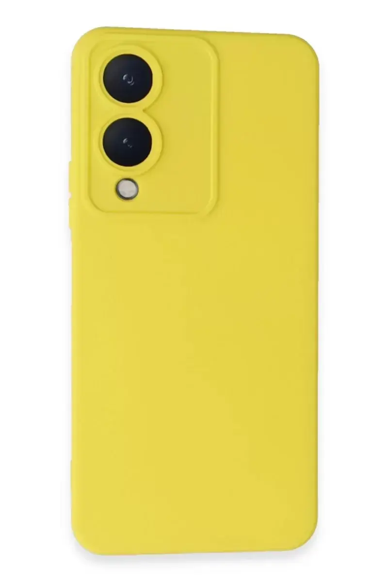 Newface Vivo Y17s Kılıf Nano İçi Kadife Silikon - Sarı