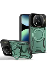 Newface Xiaomi Redmi Note 14 Pro 4g Kılıf Joy Lens Standlı Kapak - Koyu Yeşil