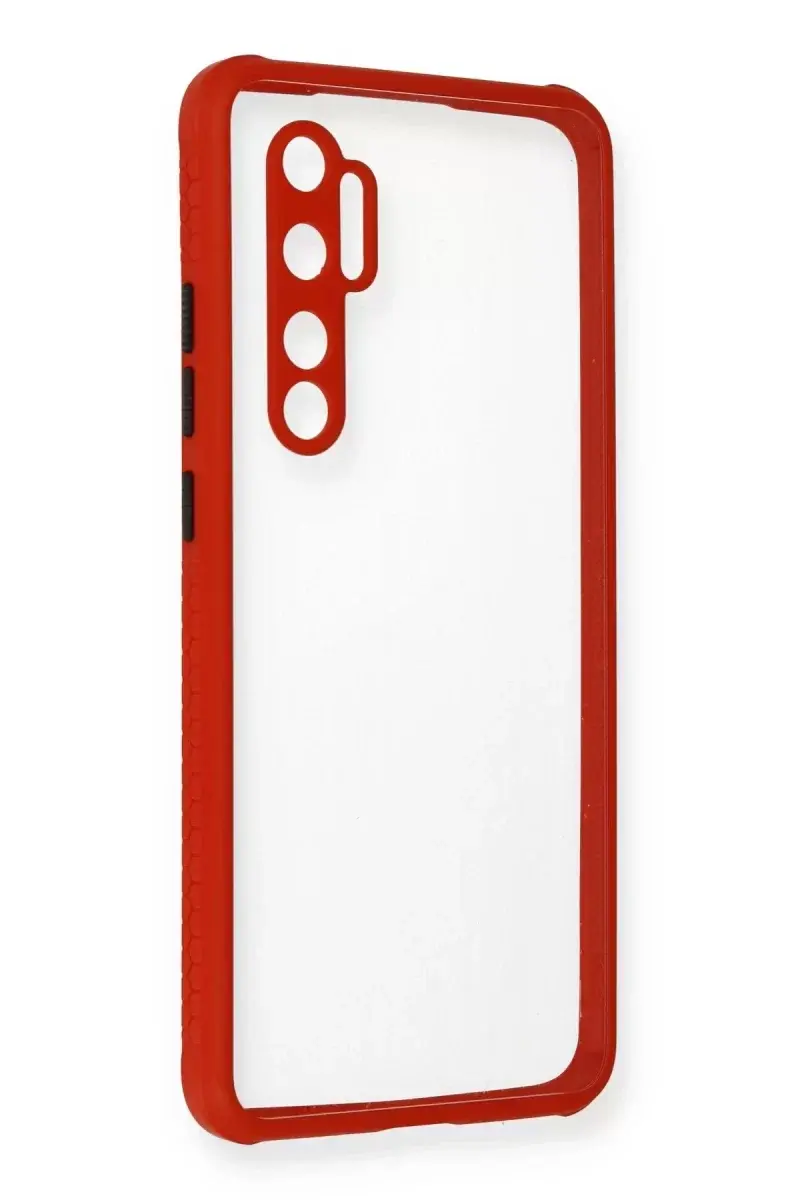 Newface Xiaomi Mi Note 10 Lite Kılıf Miami Şeffaf Silikon - Kırmızı