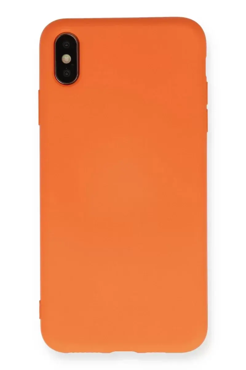 Newface İphone X Kılıf Nano İçi Kadife Silikon - Turuncu