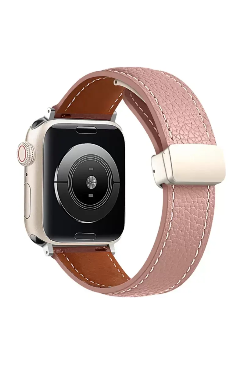 Newface Apple Watch 38mm Kr414 Daks Deri Kordon - Pembe