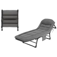 Sunup Sn-26974 Taşınabilir Ayarlanabilir 5 Kademe Sünger Kamp Yatak Şezlong (açık gri)