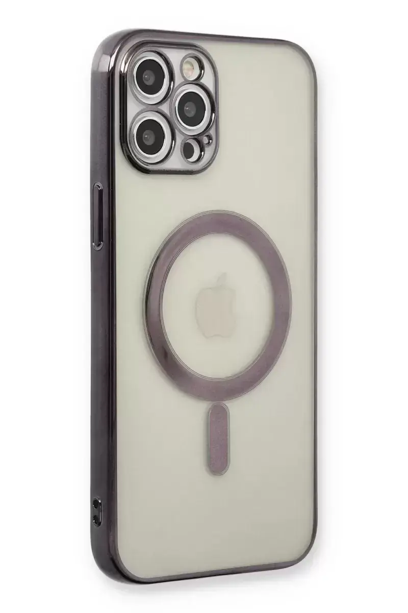Newface İphone 12 Pro Kılıf Magneticsafe Lazer Silikon - Siyah